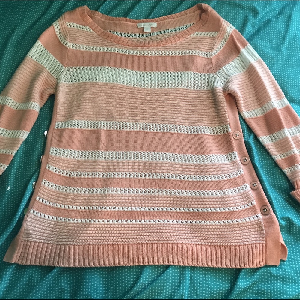 pink/white striped new york & company sweater